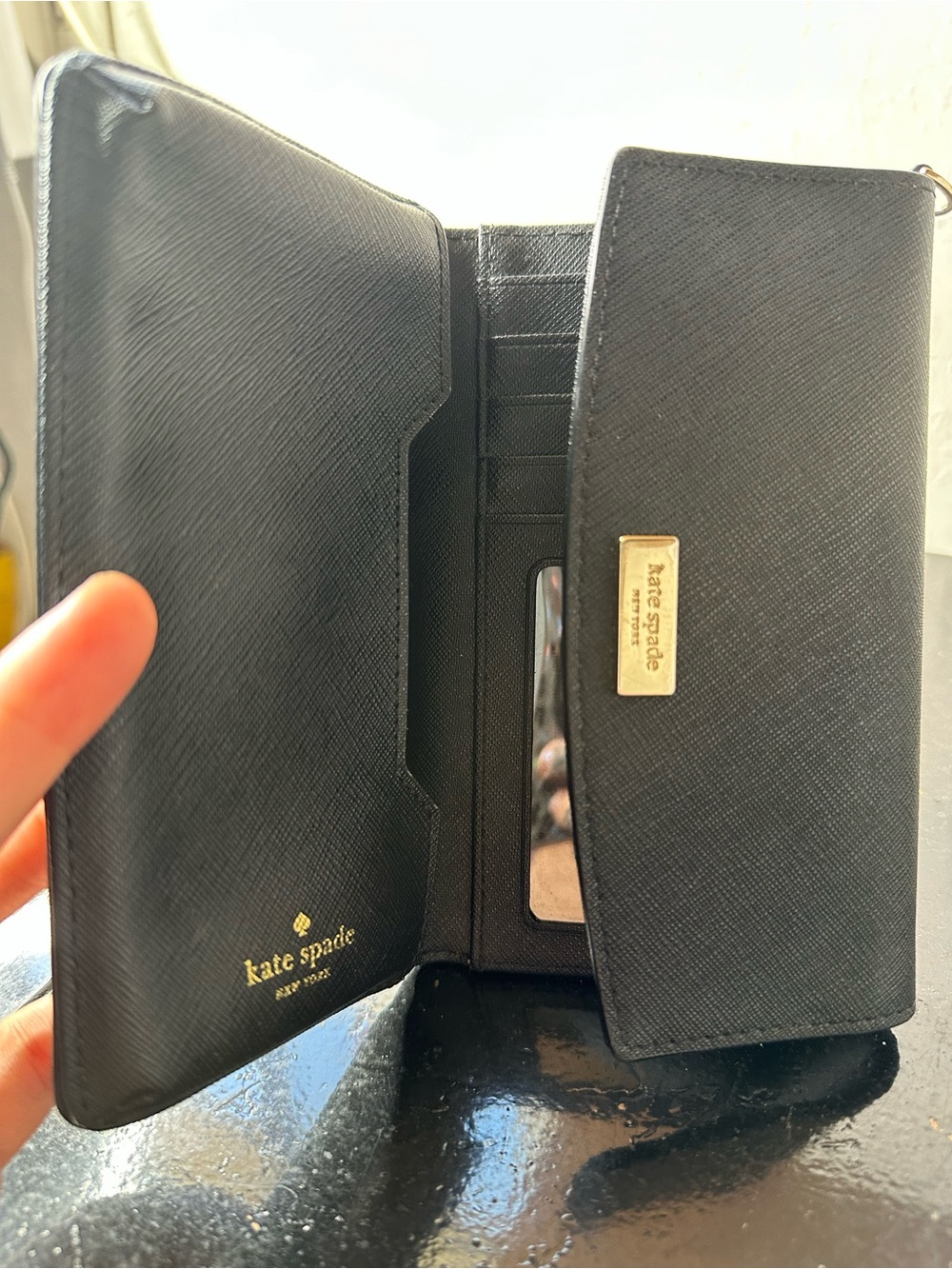 kate spade Black leather wallet and phone case